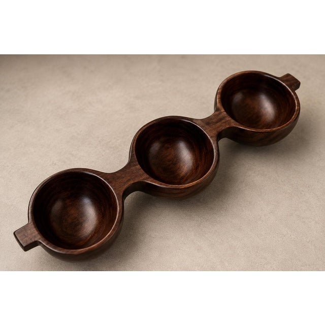 Wood Decorative Tray with Three Compartments in Brazilian Rosewood by Jean Gillon, Brazil, 1950s - Lot 931 For Sale - Image 7 of 17