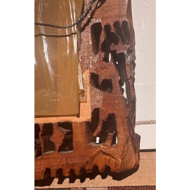 Antique Chinese Hand-Carved Wooden Frame With Carved Figures in Frame and Pressed Flowers. For Sale In Portland, OR - Image 6 of 12