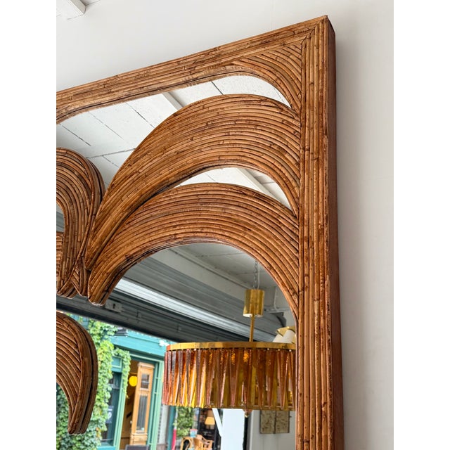 Large Palm tree wall mirror bamboo, rattan raffia, wicker by the manufacture Vivai del Sud italian design. Original...