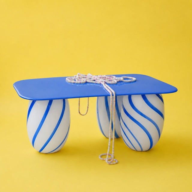 Contemporary Medium-Height Candy Coffee Table with Plain Glass Top by Studio Berg For Sale - Image 3 of 15