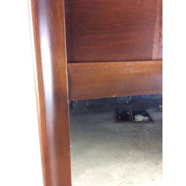 Wood Mid Century Modern Wall Mirror With Beveled Frame & Walnut Inlay For Sale - Image 7 of 12