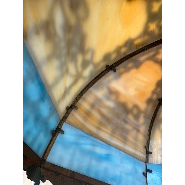 Antique n.w. Art Shade Co. Slag Glass Table Lamp For Sale In Chicago - Image 6 of 17