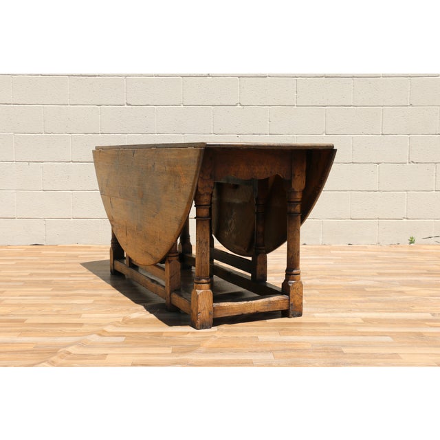 Country French Tiger Oak Drop-Leaf Gateleg Dining Table, Rustic Farmhouse Oak Table, Circa 1950s For Sale - Image 16 of 18