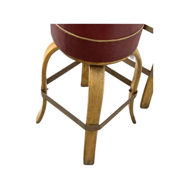Circa 1940 Art Deco Style Bend Leg Leather Bar Stools, Buckstaff Co.- a Pair For Sale - Image 11 of 12