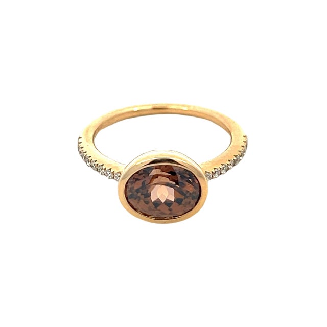 Natural Zircon Diamond Ring Size 6.5 14k Y Gold 3.52 TCW Certified For Sale - Image 15 of 18