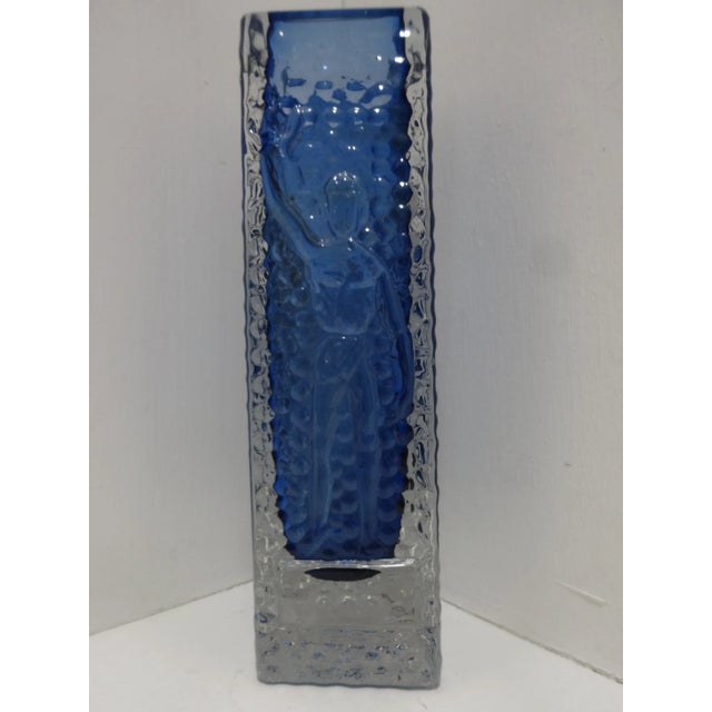 Mid-Century Modern Mid Century Smålandshyttan Blue Glass Vase Josef Schott For Sale - Image 3 of 8