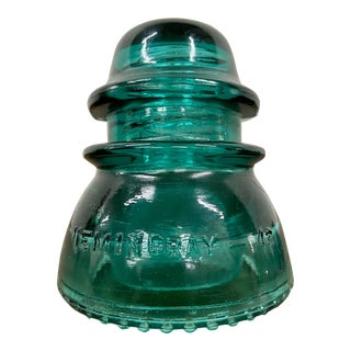 Vintage Aqua or Teal Glass Hemingray Insulator For Sale