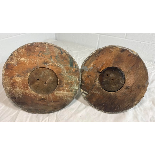 Pair Antique Hand Carved Dog Architectural Salvage Wall Sculpture Conklin Port For Sale - Image 10 of 13
