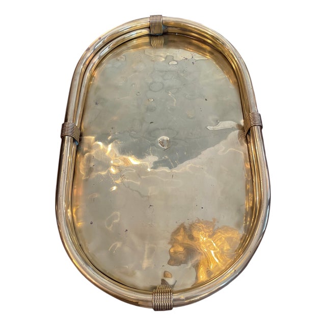 Large Oval Brass Tray, 1970s For Sale