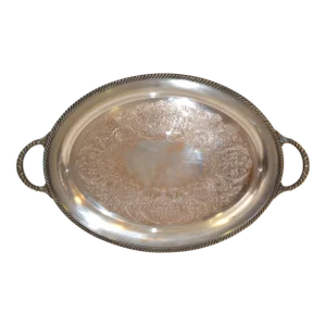 1920s W M Rogers Large Oval Silver Plate 4081 Butlers Serving Platter Tray Barware