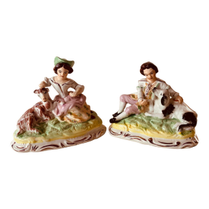 Captivating Pair of Early 20th Century English Staffordshire Mantle Figures