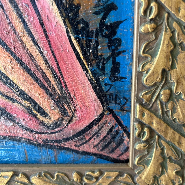 Abstract Alexander Gore Russian Abstract Acrylic Painting in Gold Frame Signed and Dated For Sale - Image 3 of 12