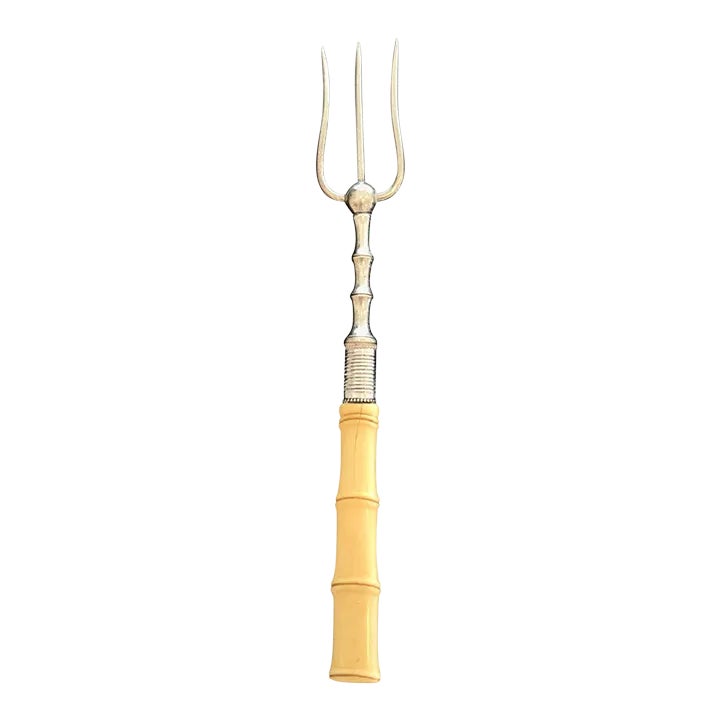 Antique British Faux Bamboo Silver Bread Fork | Chairish