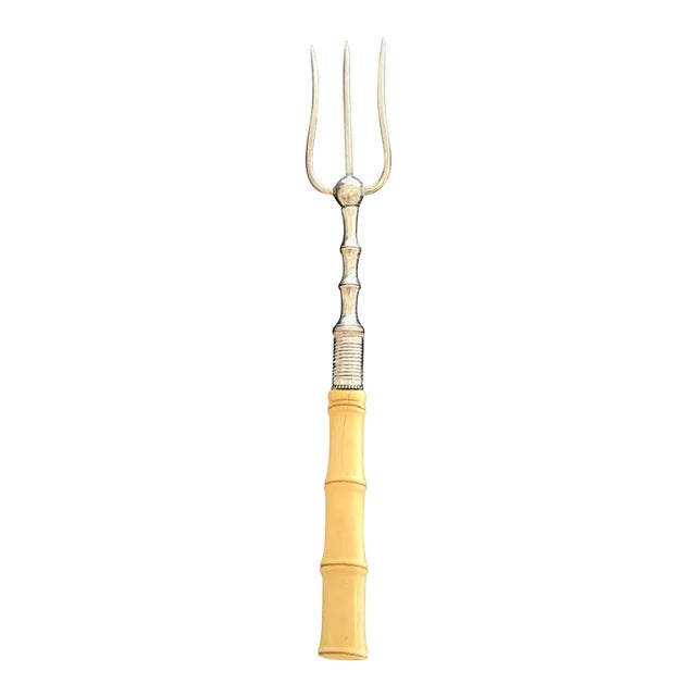 Antique British Faux Bamboo Silver Bread Fork For Sale