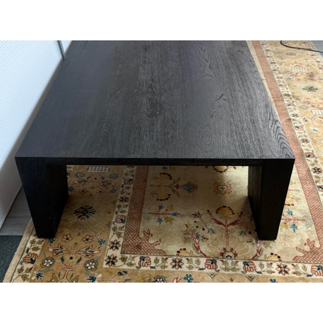 Rustic European Restoration Hardware Oak Wood Coffee Table, Black For Sale - Image 3 of 12