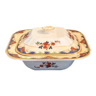 1900s English Cavendish Ware Square Covered Dish for Loeser’s Brooklyn For Sale