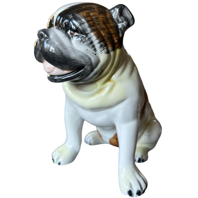 Staffordshire Mid 20th Century Staffordshire Porcelain Pug Hand-Painted English Charm For Sale - Image 4 of 9