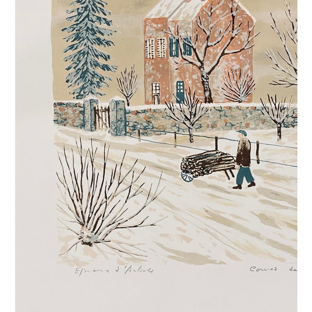 French 1960s Maurice Loirand Winter Lithograph For Sale - Image 3 of 4