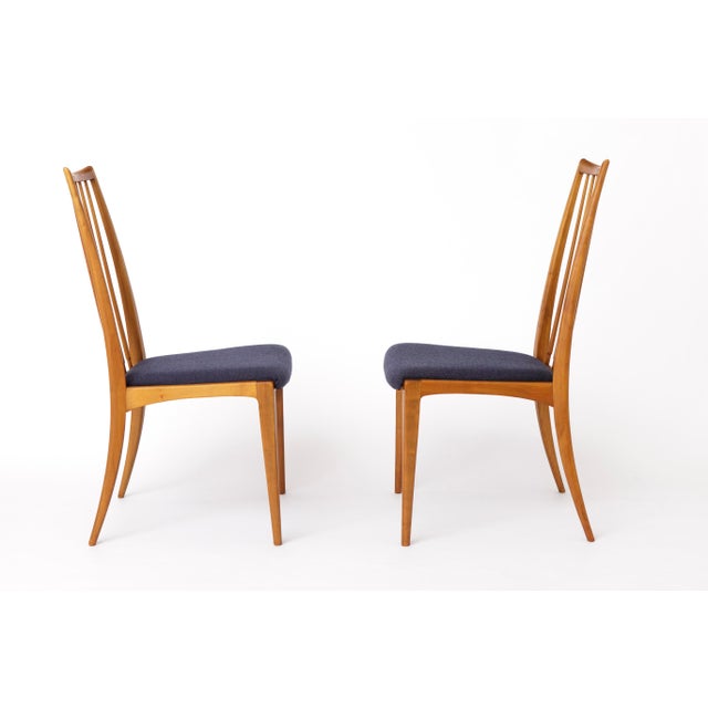 Vintage German Chairs with Wooden Frames and Dark Purple Upholstery by Ernst Martin Dettinger, 1970s, Set of 2 For Sale - Image 3 of 10