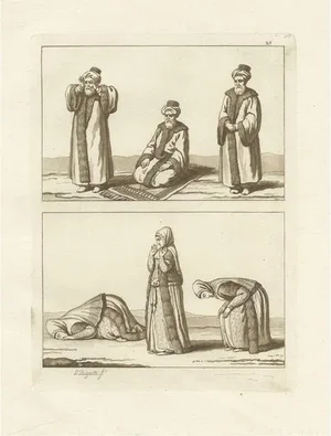 G. Bigatti, Illustration of Arab Men and Women Praying Towards Mecca, 1827, Print