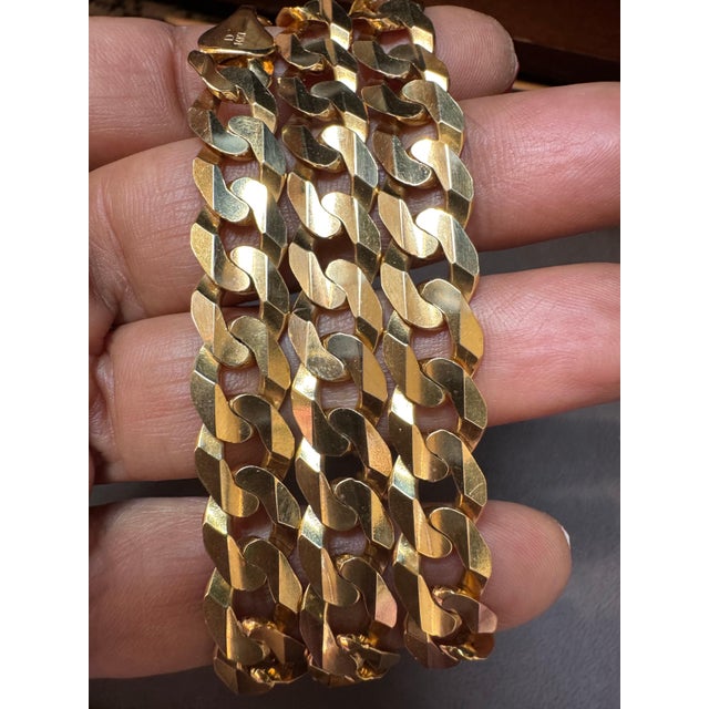 Metal Vintage 14 Karat Yellow Gold 60 Gm Miami Cuban Link Italian Chain Unisex, 22" For Sale - Image 7 of 18