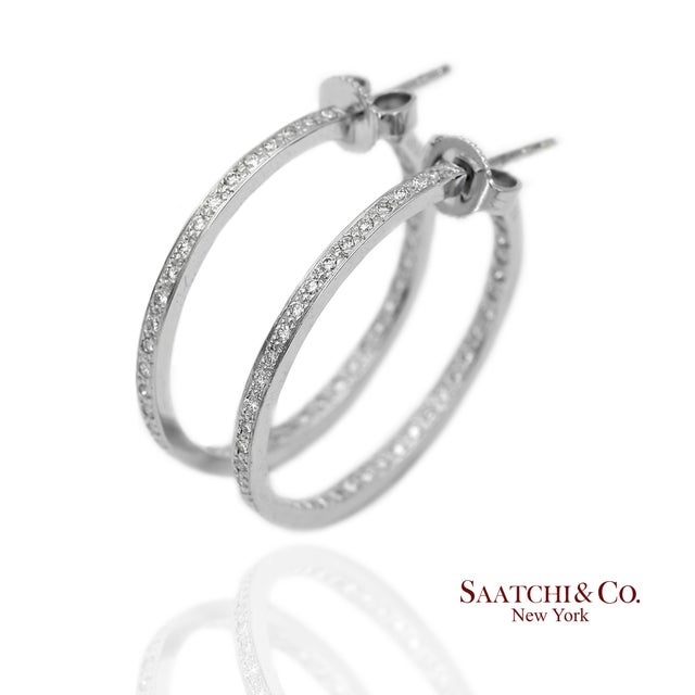 18K In and Out Natural Diamond Hoop Earrings Metal Type: 18k Solid White Gold Total Item Weight: 4.6 Grams Sizable: No...
