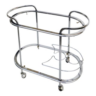 1970s Mid-Century Modern Chrome Bar Cart For Sale