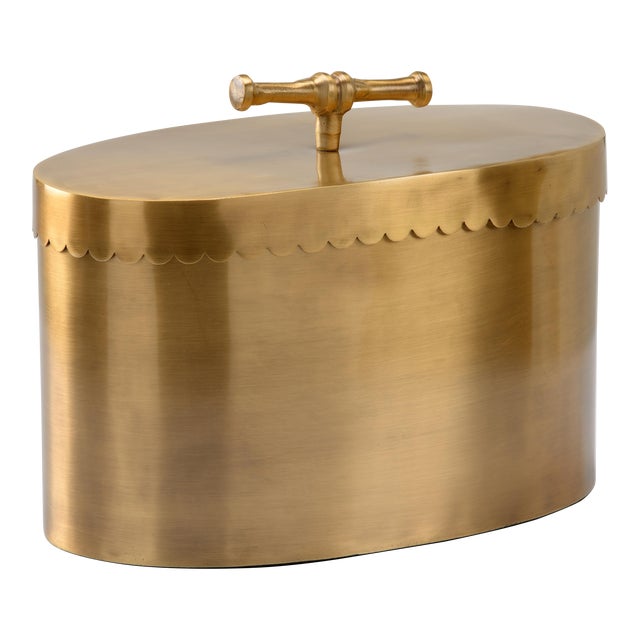 Cheryl Luckett for Wildwood Buttercup Brass Scallop Edge Oval Box, Large For Sale