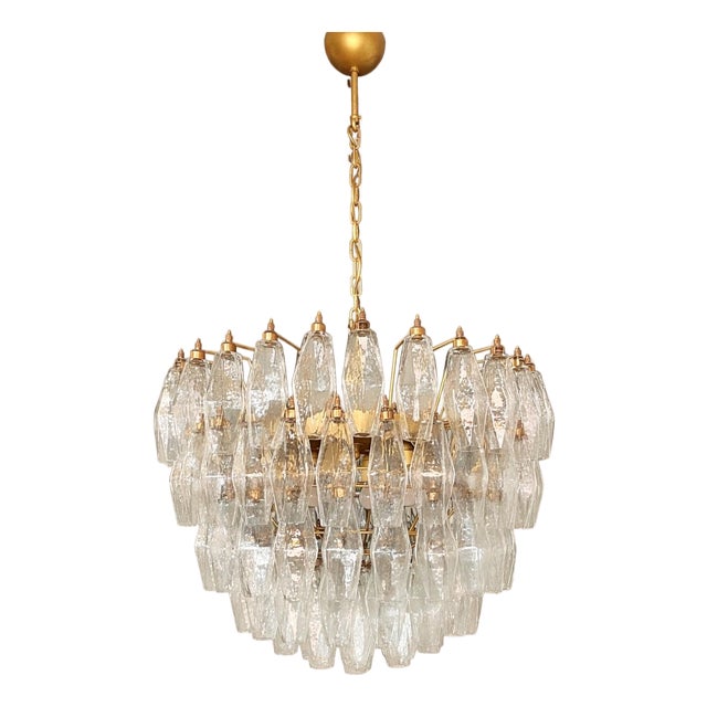 Mid-Century Modern Murano Glass Poliedri Chandelier – 111 Handblown Elements For Sale