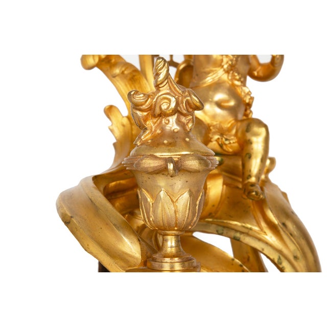 Antique Gilt Bronze Fireplace Fender With Chenets by Bouhon, Paris For Sale - Image 6 of 18