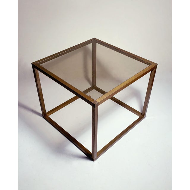 Milo Baughman Pair of Bronzed Architectural Industrial Side Tables For Sale - Image 4 of 8