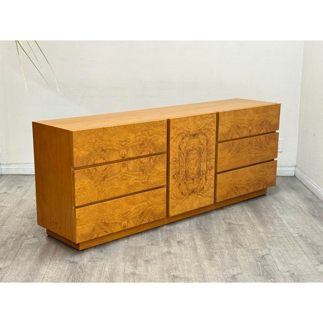 Wood Mid Century Modern Burl Wood Dresser For Sale - Image 7 of 11