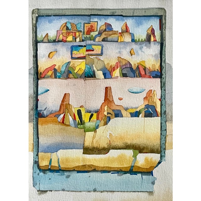 Modern Modernist Watercolor Landscape, Signed For Sale - Image 3 of 5