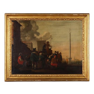After Giovanni Michele Graneri, Scene of Popular Life, Oil Painting on Canvas, Framed For Sale