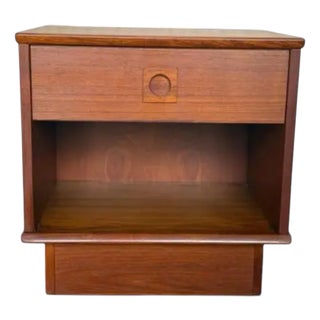 1960s Vintage Danish Teak 1-Drawer Nightstand/Side Table • Finished Front & Back For Sale