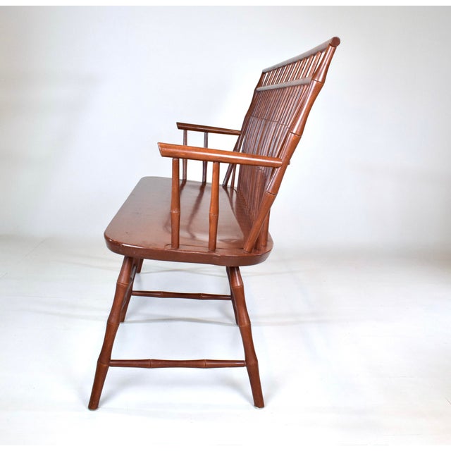 Vintage American Birdcage Windsor Bench, 1990's After Nichols & Stone For Sale - Image 10 of 14