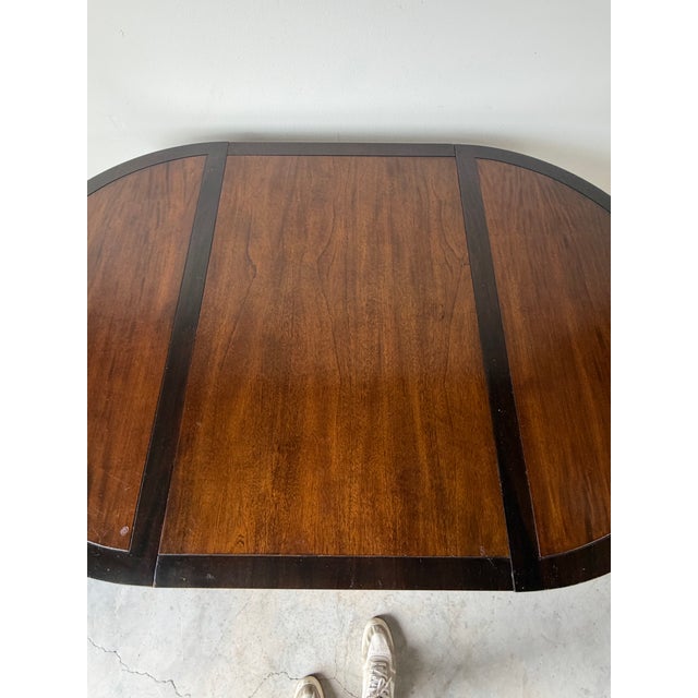 Vintage Asian-Style Black Lacquer Wood Round-to-Oval Extension Dining Table For Sale - Image 4 of 18