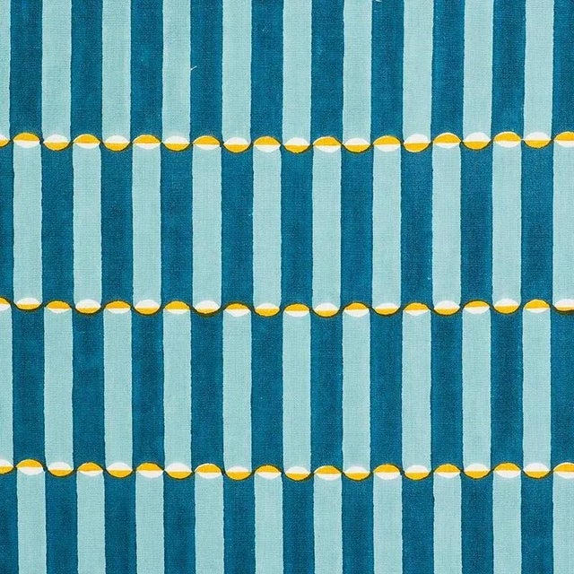 Sample - Schumacher X Molly Mahon Luna Fabric in Blue & Turmeric For Sale