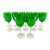 Vintage Emerald Green Pressed Glass Water Goblets With Clear Stems, Set of 13 For Sale