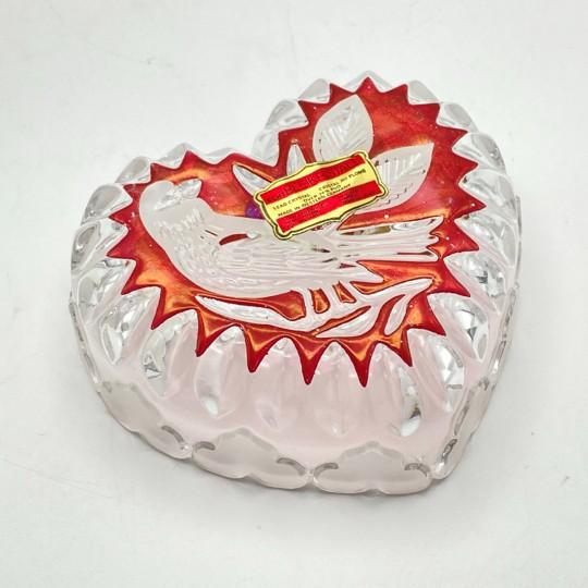 Hofbauer "Byrdes" Ruby Crystal Heart Trinket Box With Lid (Vintage 1970’s-1990’s, Original Foil Label) For Sale - Image 15 of 17