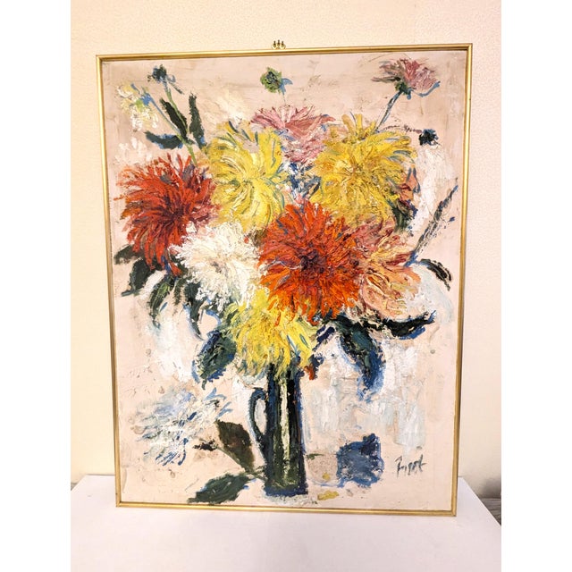Red 1980s Expressionist Oil Impasto Floral Still Life For Sale - Image 8 of 10