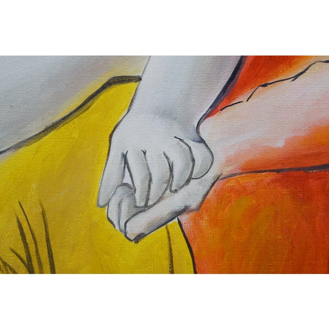 Late 20th Century The Lovers Emulation Oil Painting on Canvas After Pablo Picasso 31" For Sale - Image 11 of 11