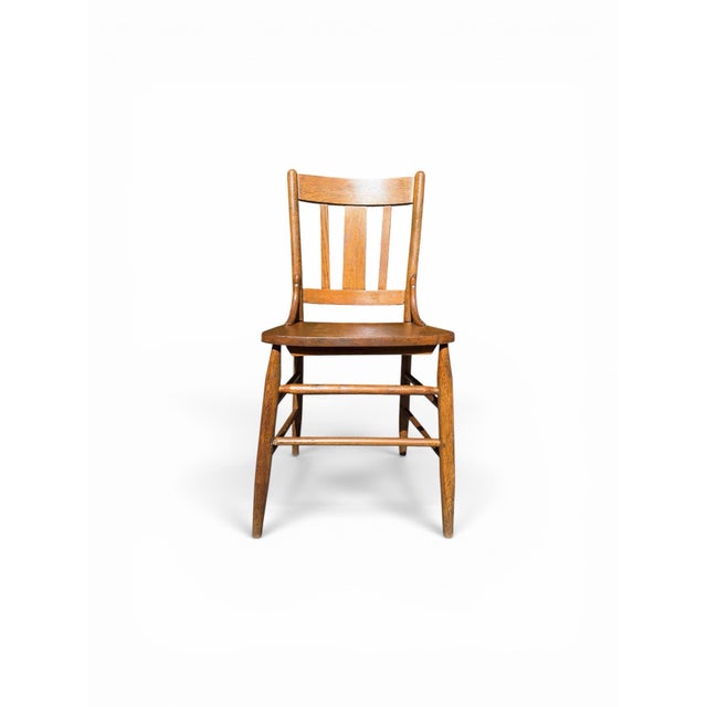 Early 20th Century Set of 4 Antique Mission Style Solid Tiger Oak Dining Chairs For Sale - Image 5 of 10