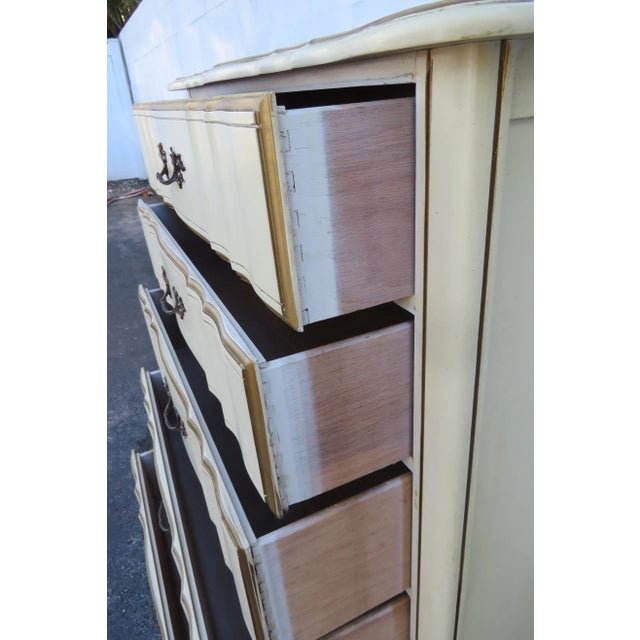 French Shabby Chic Painted Tall Chest of Drawers For Sale In Miami - Image 6 of 12