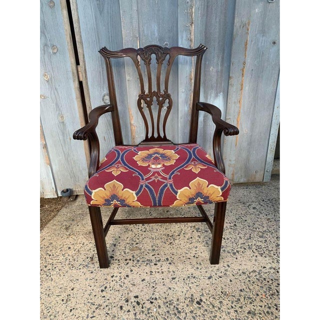 Six Chippendale Style Mahogany Upholstered Dining Chairs. Possibly by Baker furniture Solid wood frame, sturdy and...