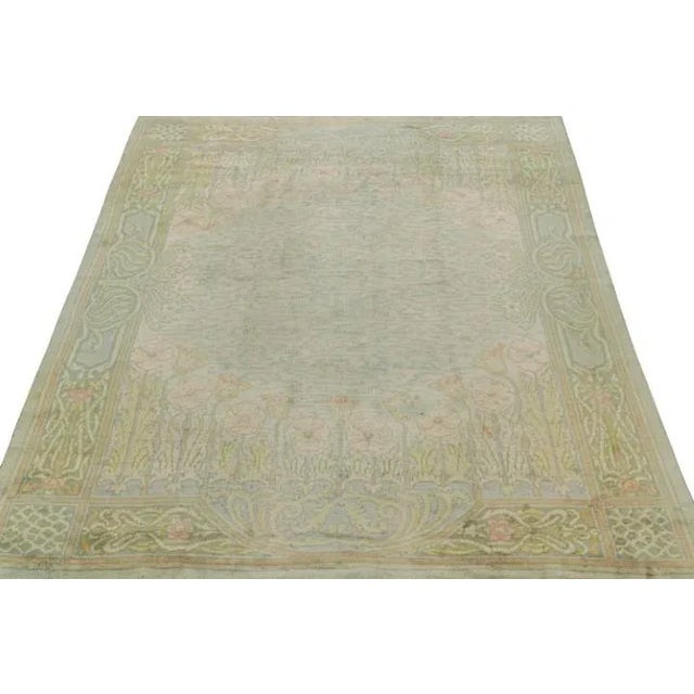 1900 - 1909 Antique Voysey Arts & Crafts Rug in Green With Floral Patterns, From Rug & Kilim For Sale - Image 5 of 7