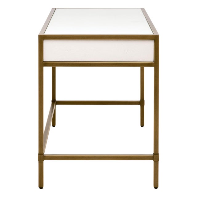 White Strand Faux Shagreen Desk, Pearl Shagreen For Sale - Image 8 of 12