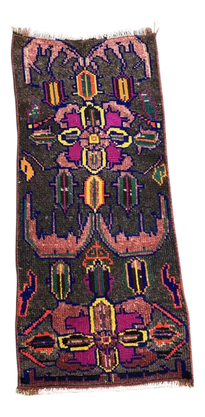 1960s Vintage Handmade Rug- 1′1″ × 2′10″