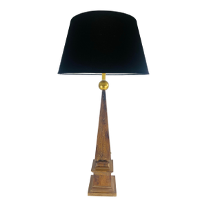 Mid-Century Vintage Walnut Obelisk Table Lamp