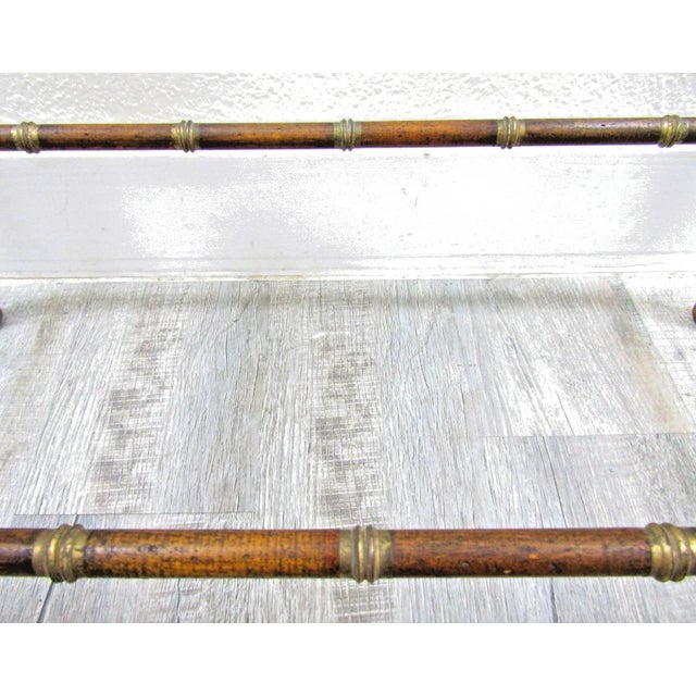 Mid-Century French Glass Top Faux Bamboo Wood and Brass Side Table Attributed to Maison Baguès For Sale - Image 17 of 18